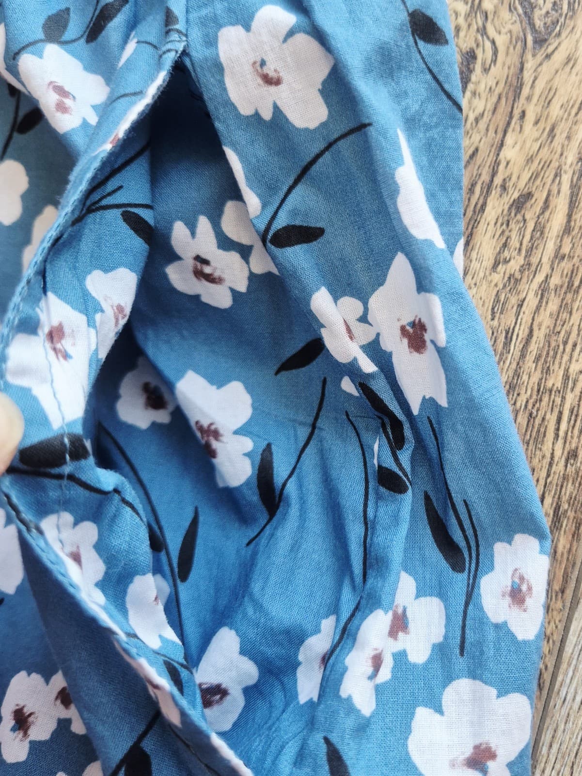 NWT Johnny Was Calme Printed Flounce Short Pocket Elastic Waist Cotton Blue XS - Thumbnail 5
