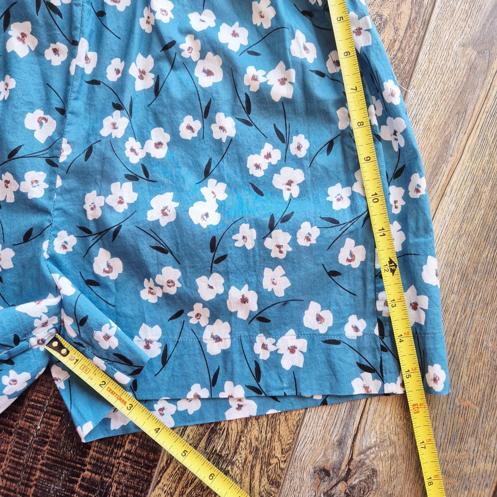 NWT Johnny Was Calme Printed Flounce Short Pocket Elastic Waist Cotton Blue XS - Thumbnail 10