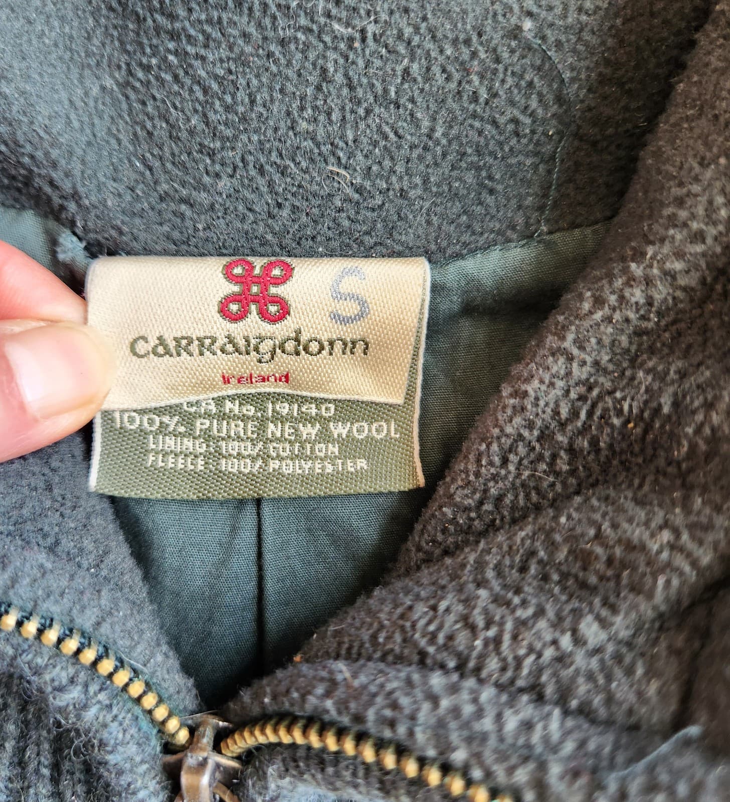 Carraig Donn Ireland Wool Cable Knit Zip-Up Mock Vest Lined Pocket Green Men's L - Thumbnail 5