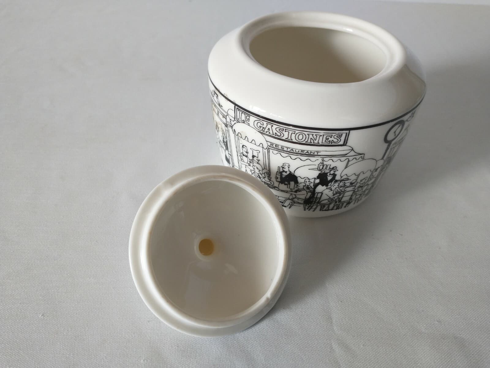 Epoch Le Gastones Restaurant Sugar Bowl Lid Black White Illustrations Of Paris - Thumbnail 5