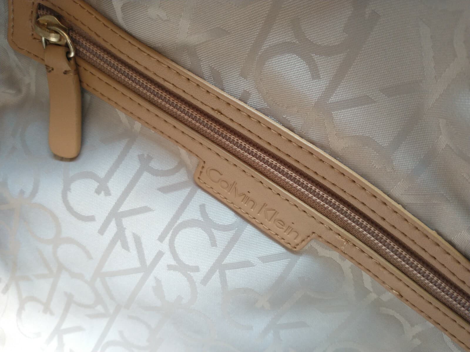 Calvin Klein Monogram Signature Handbag Shoulder Bag Fringe Zipper Brown 10"x14" - Thumbnail 11