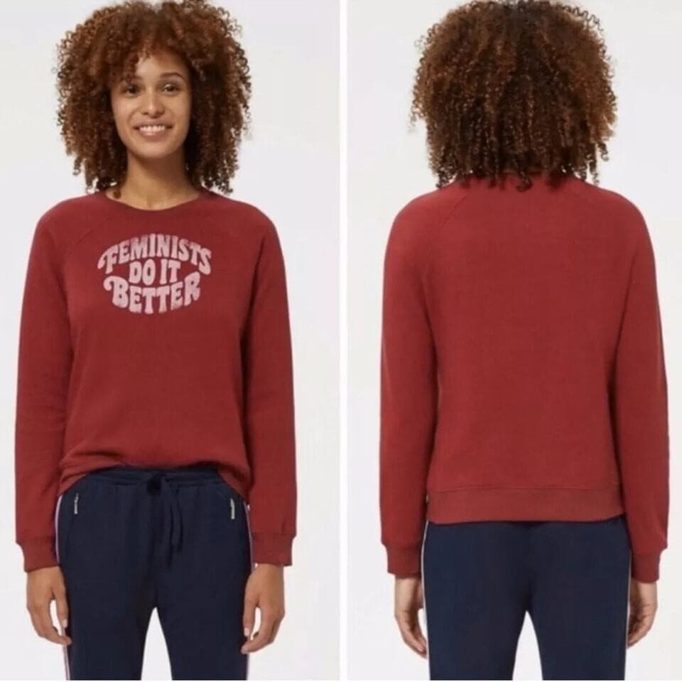 Rebecca Minkoff Jennigs Feminists Do It Better Sweatshirt Fleece Line Red Sz.S - Thumbnail 3