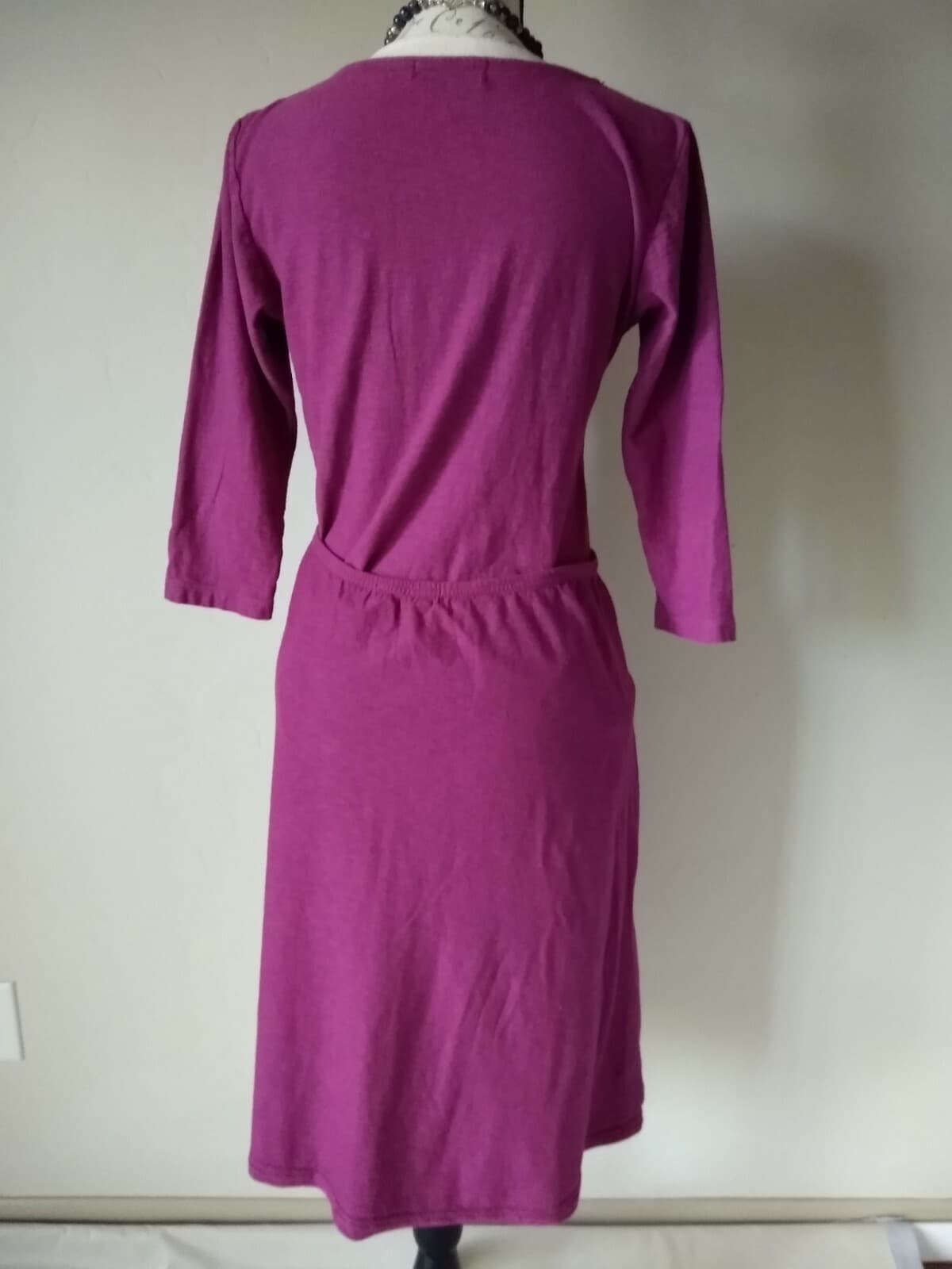 Cut Loose Linen Blend Knit Top+Skirt Set 3/4 Sleeve Elastic Waist Purple Sz.M - Thumbnail 5