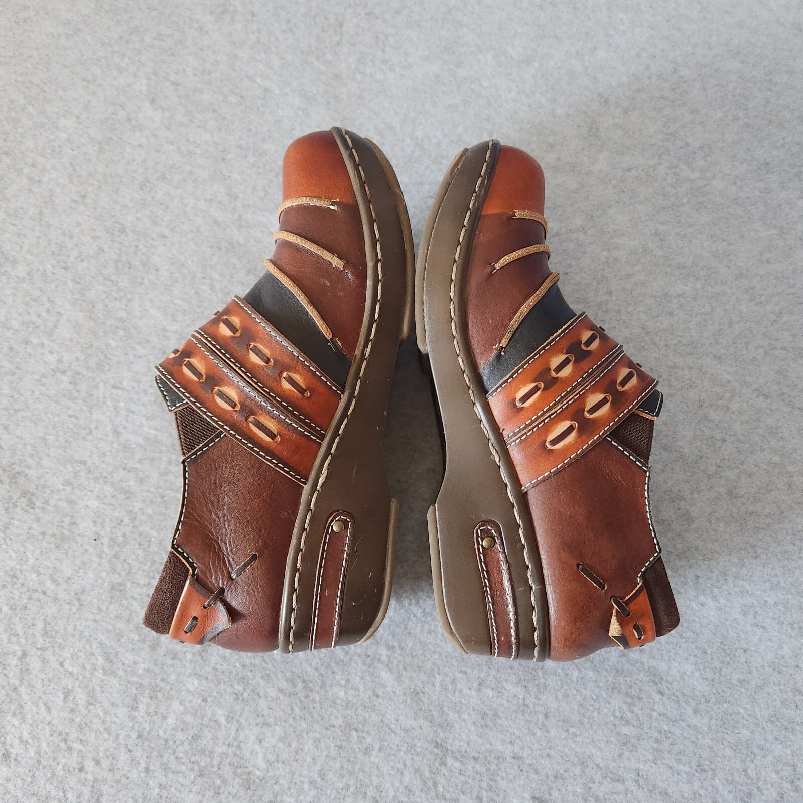 EUC L' Artiste Spring Step Sherpet Leather Clog Slip-On Hand-Painted Brown EU37 - Thumbnail 5