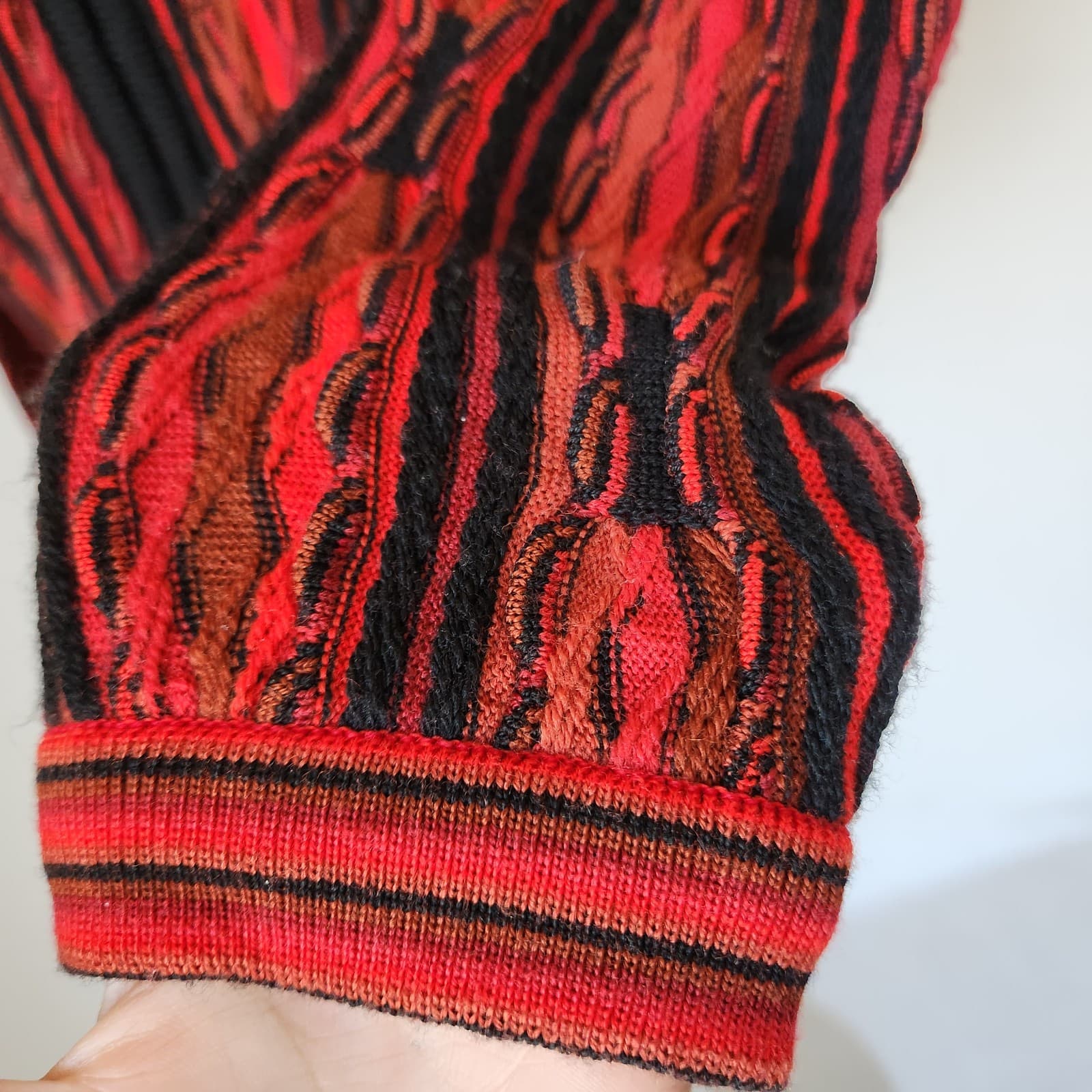 Purely Australian Merino Wool Cosby 3D Hiphob Zip-Up Sweater Red Black Men's XL - Thumbnail 5
