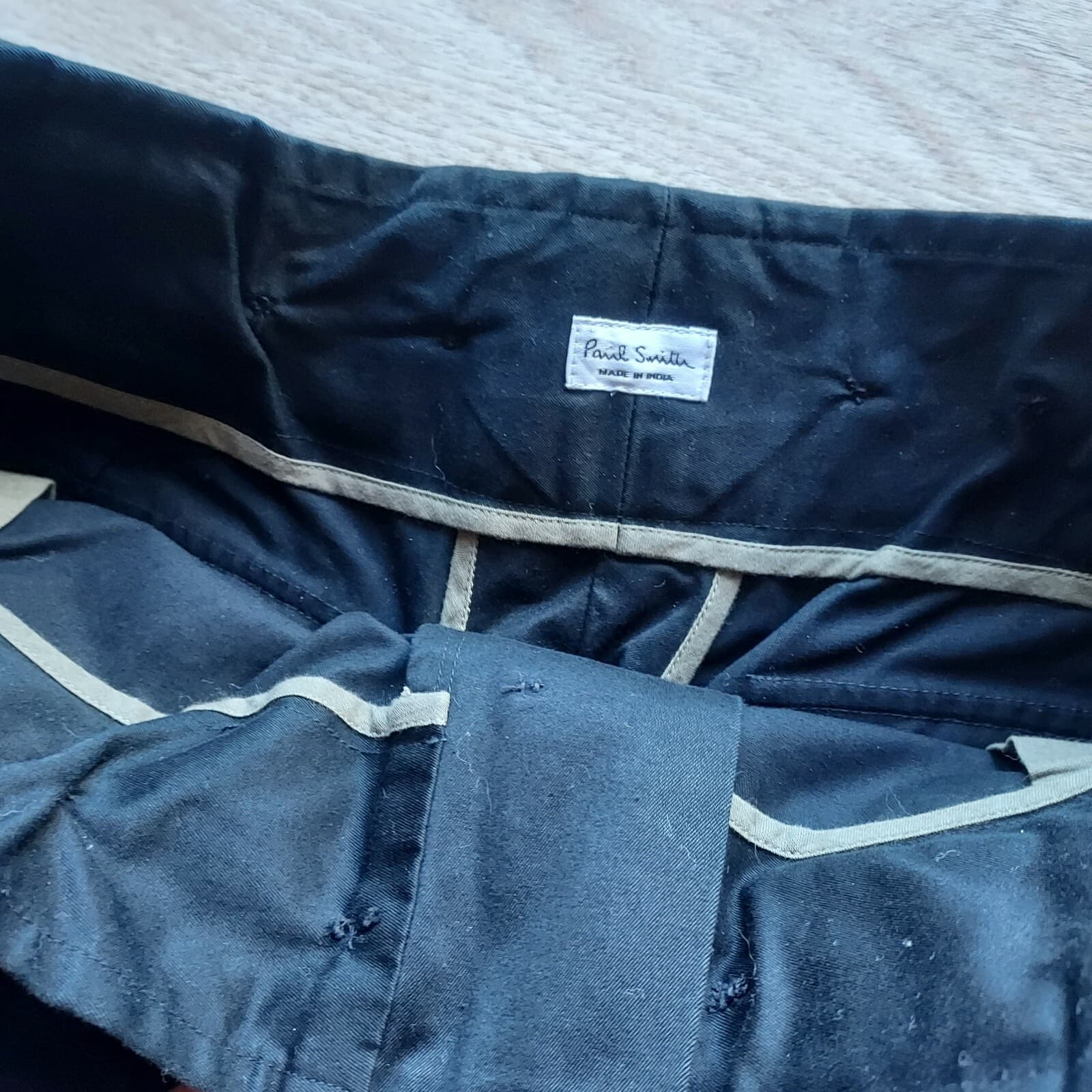 NWoT Paul Smith Paper Bag Belt Chino Pants Pocket Hi-Rise Black Unisex Waist 34" - Thumbnail 6
