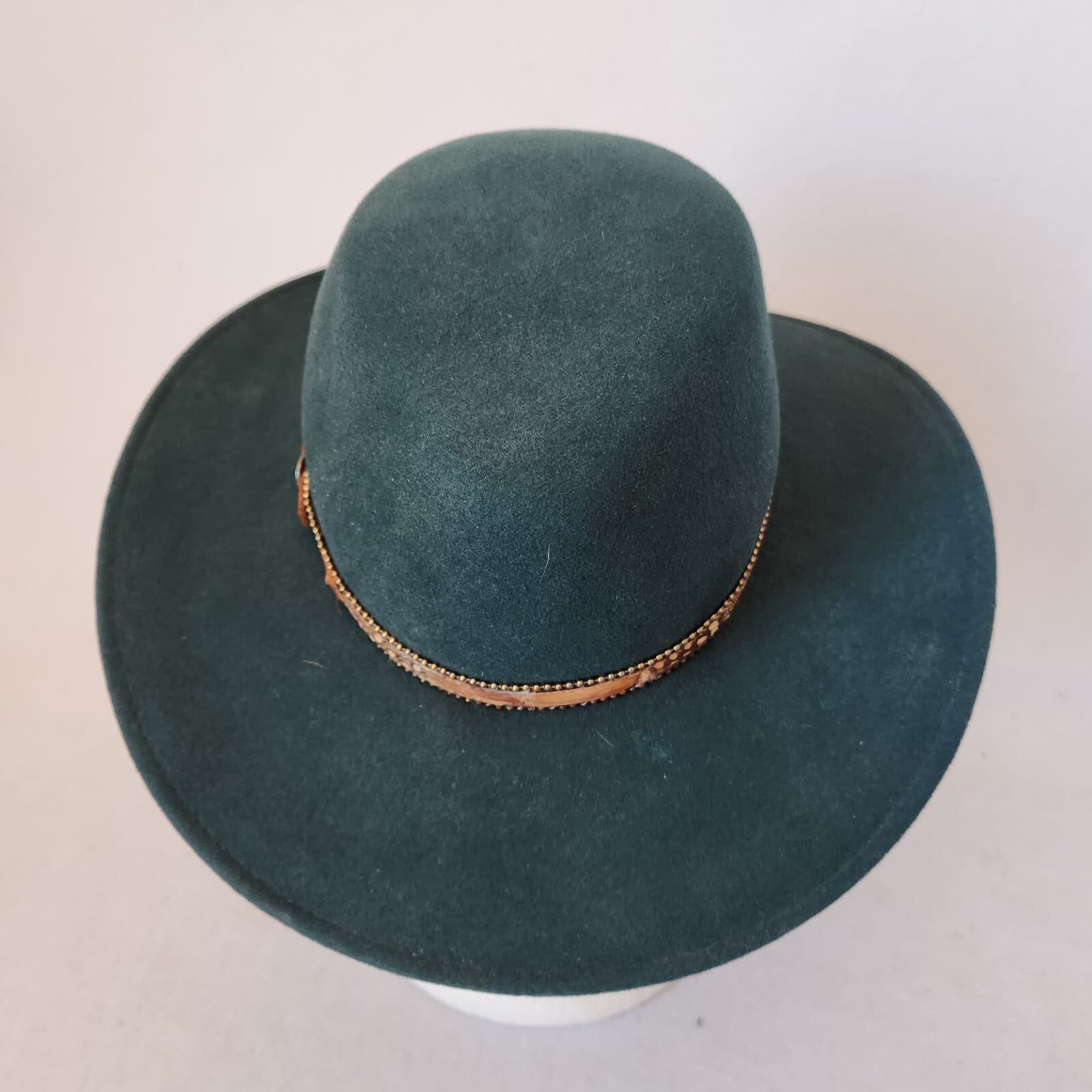 Vintage Bailey Men's Cowboy Western Fedora Hat Wide Brim Felt Wool Green Small - Thumbnail 5