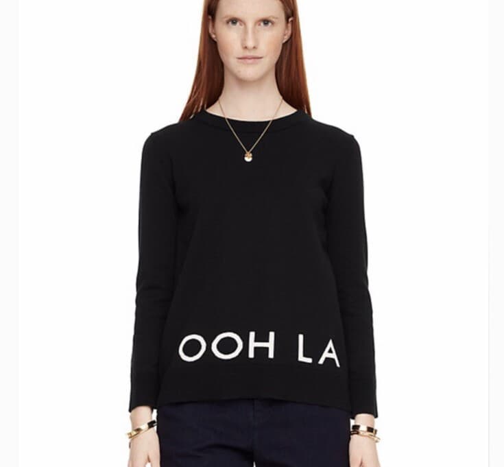 Kate Spade Broome Street Ooh La La Cotton Cashmere Crew Sweater Black Women's S - Thumbnail 2
