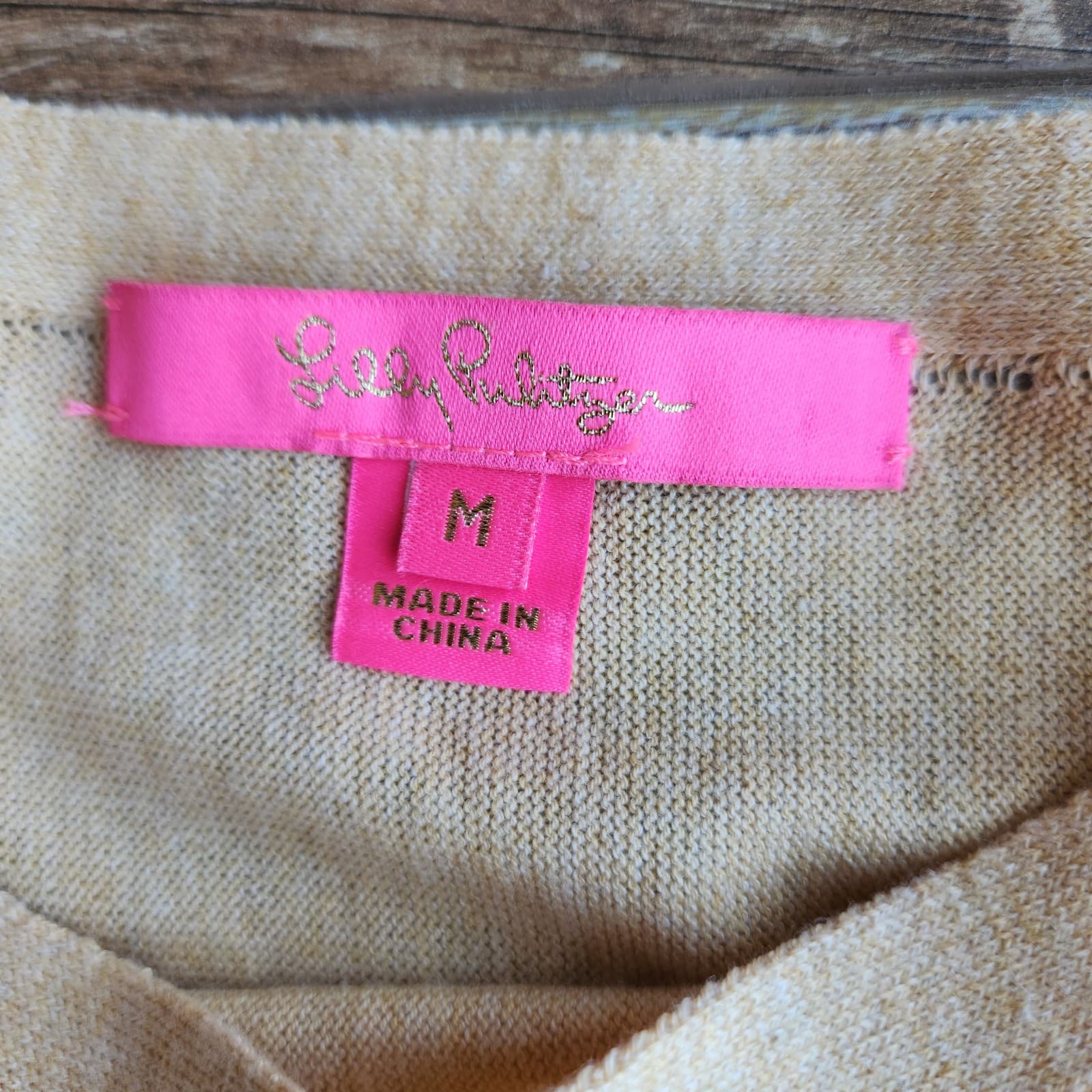 Lilly Pulitzer Glenda Coolmax Fringe-Hem Sweater Heather-Sand Cotton Blend Sz.M - Thumbnail 9