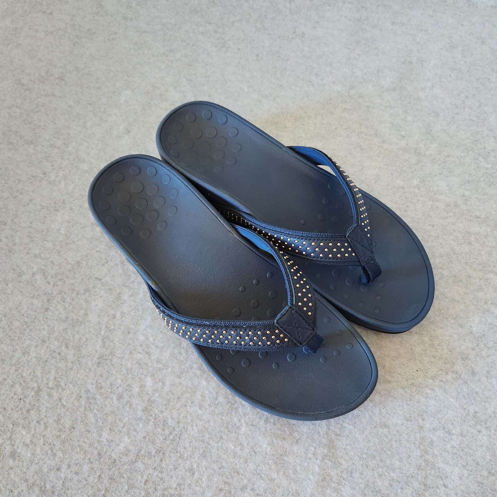 Vionic US9 Pacific Kehoe Studded Orthotic Thong Wedge Sandals Arch Support Blue - Thumbnail 2