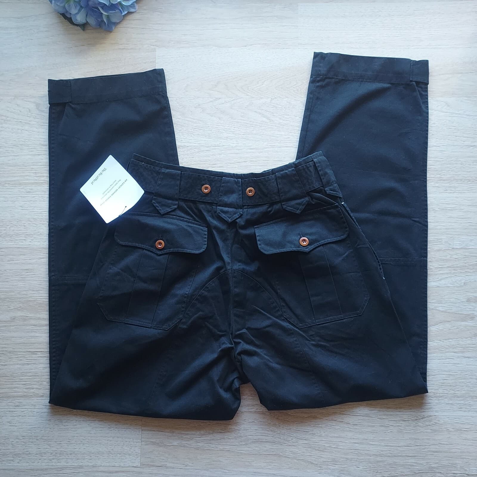 NWoT Paul Smith Paper Bag Belt Chino Pants Pocket Hi-Rise Black Unisex Waist 34" - Thumbnail 7