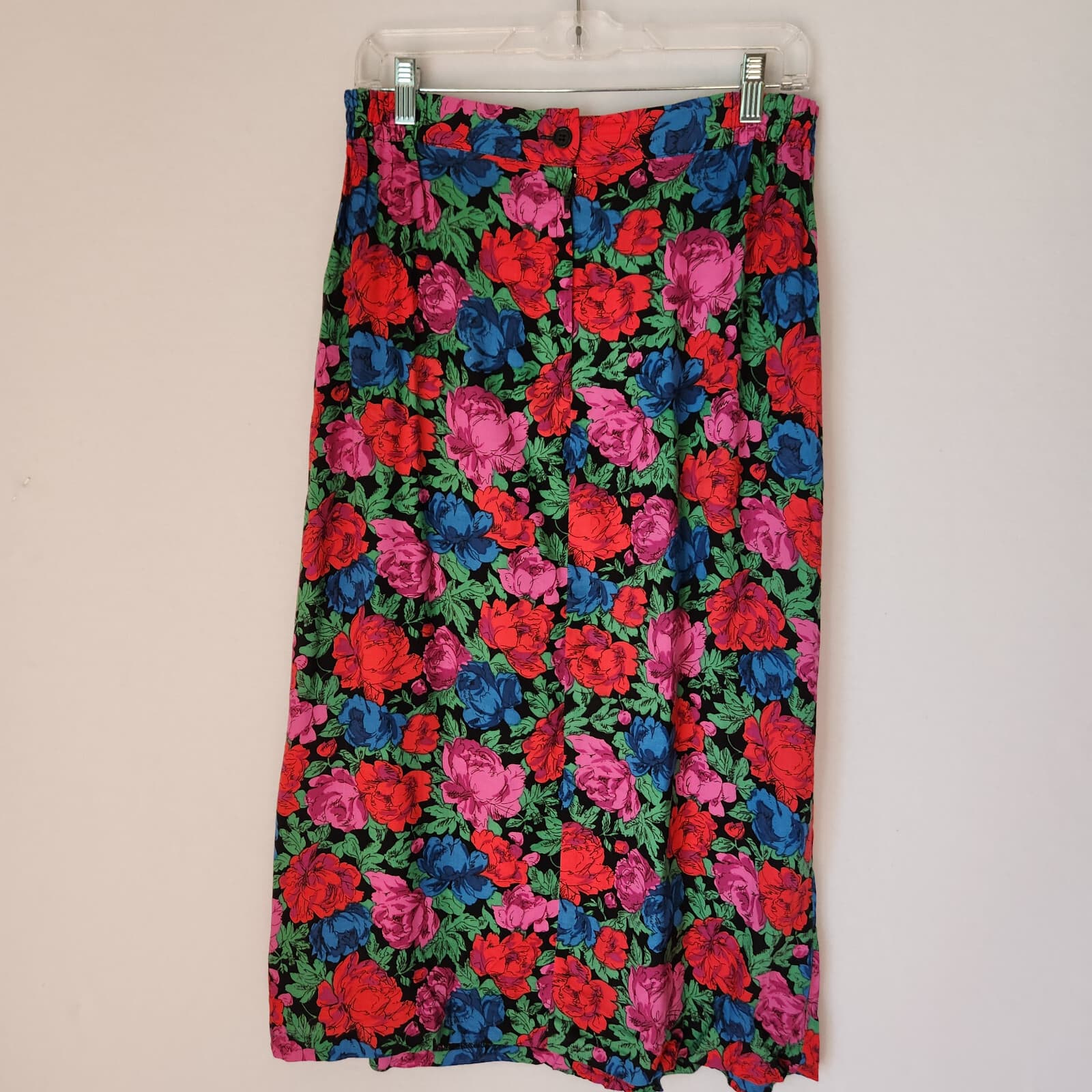 Vintage Diane Von Furstenberg Floral A-Line Midi Skirt Pocket Multicolor Sz.14 - Thumbnail 3