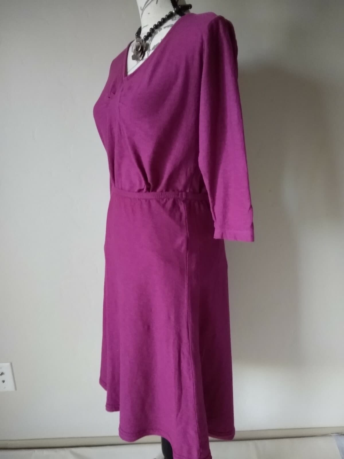 Cut Loose Linen Blend Knit Top+Skirt Set 3/4 Sleeve Elastic Waist Purple Sz.M - Thumbnail 4