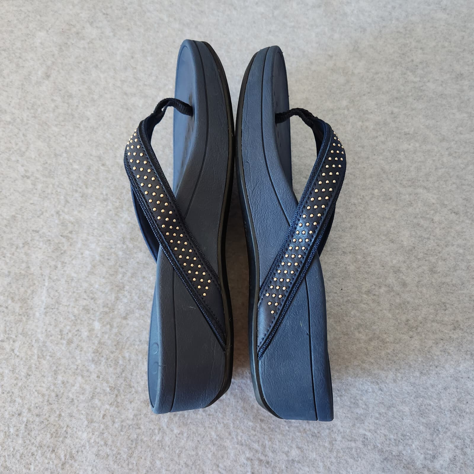 Vionic US9 Pacific Kehoe Studded Orthotic Thong Wedge Sandals Arch Support Blue - Thumbnail 3