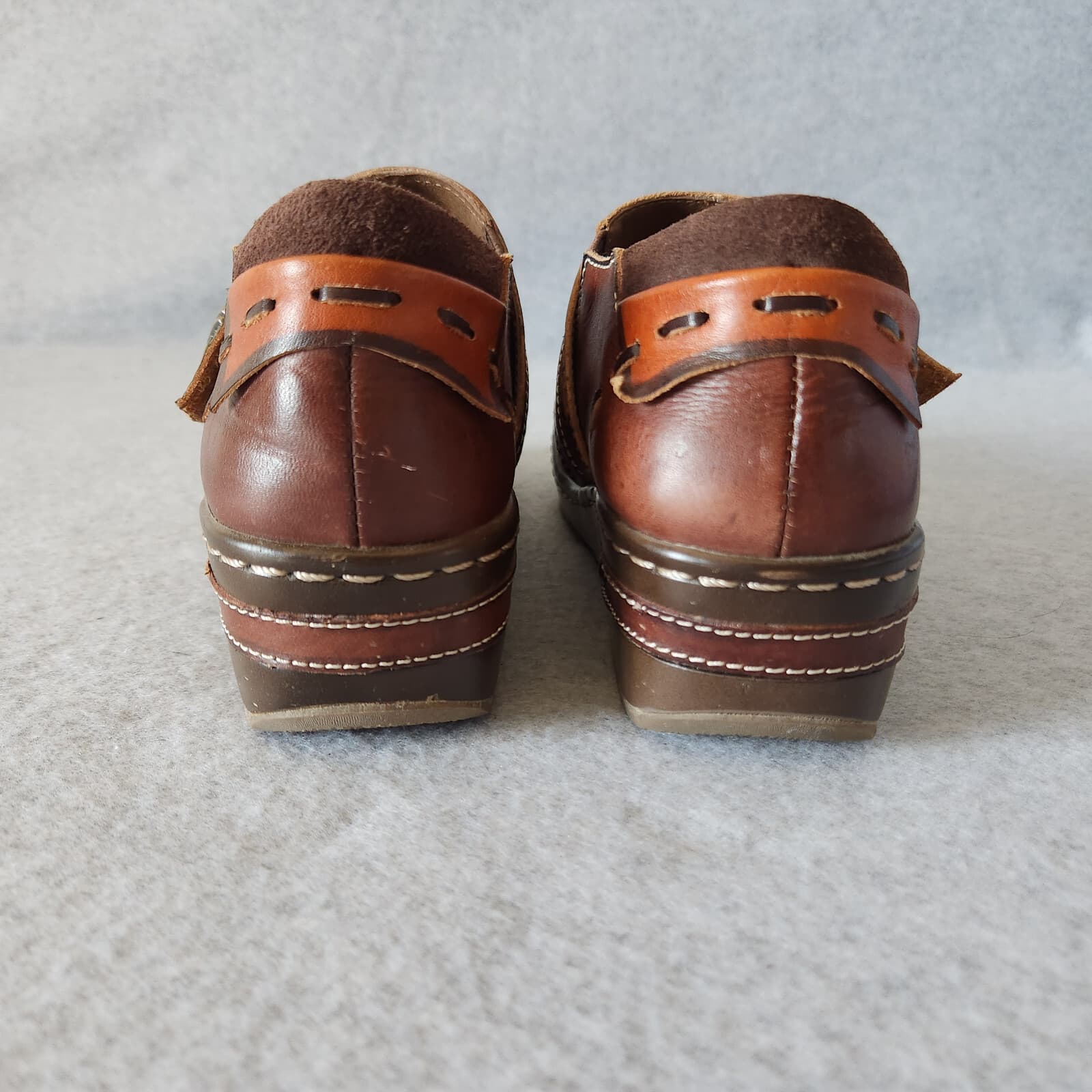 EUC L' Artiste Spring Step Sherpet Leather Clog Slip-On Hand-Painted Brown EU37 - Thumbnail 7