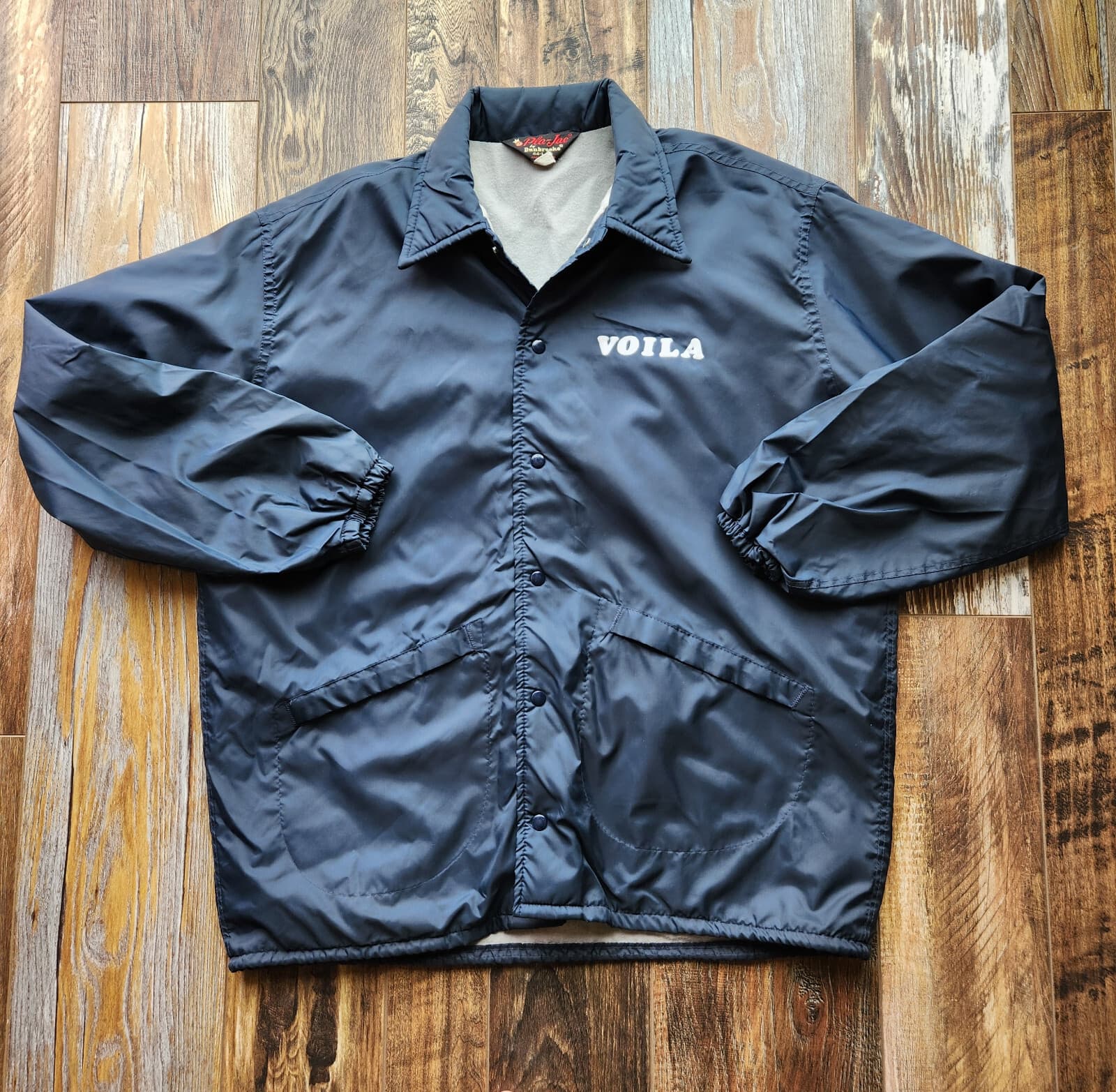 Vintage Pla-Jac by Dunbrooke USA Flannel Lined Windbreaker Jacket Blue Men's L