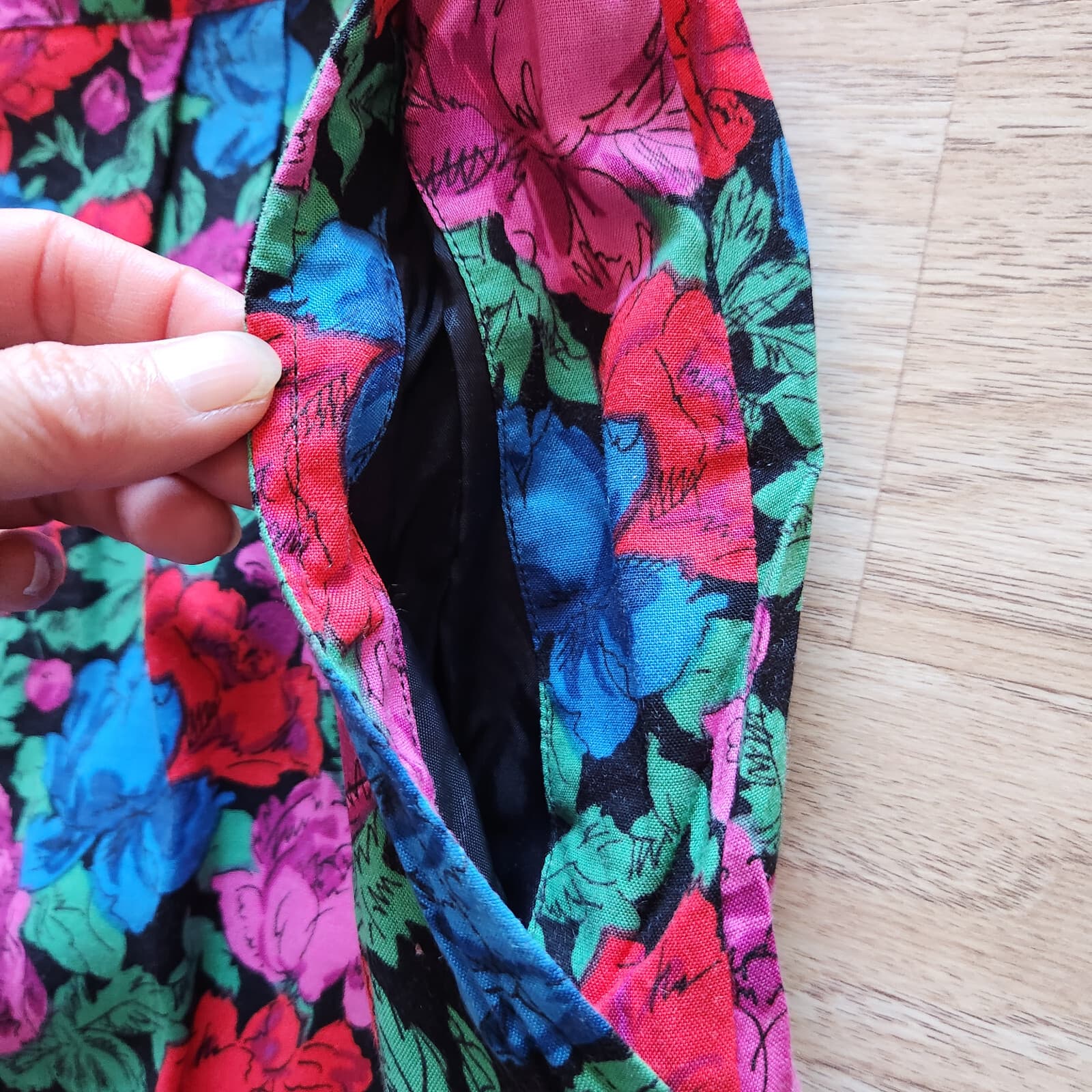 Vintage Diane Von Furstenberg Floral A-Line Midi Skirt Pocket Multicolor Sz.14 - Thumbnail 4