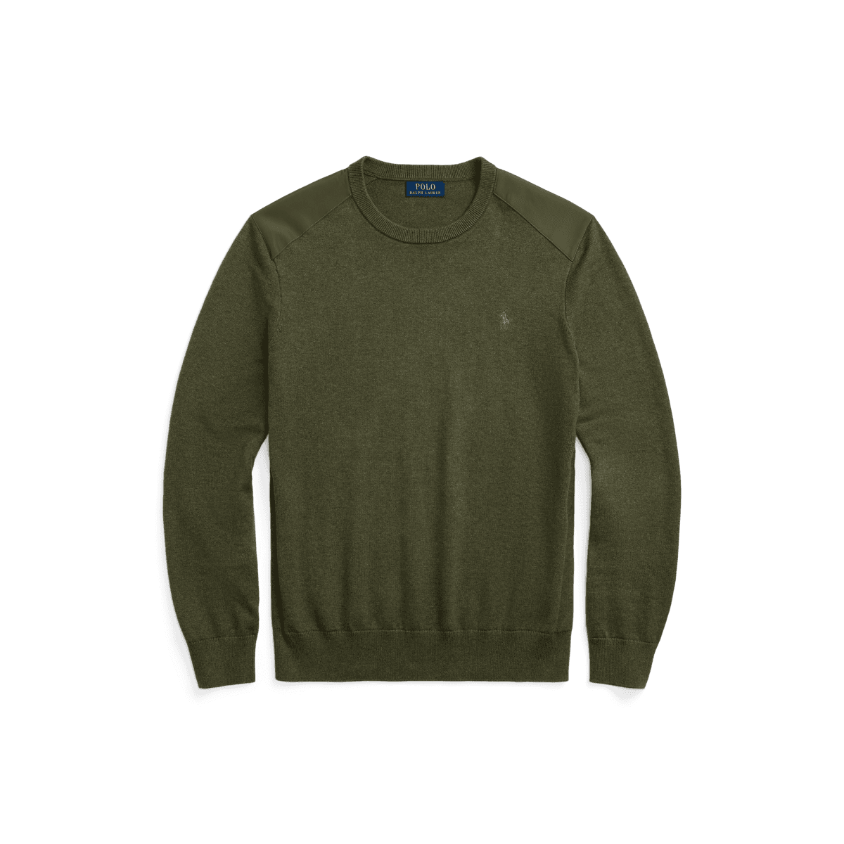 Polo Ralph Lauren Pony Hybrid Elbow Patch Crewneck Sweater Cotton Green Men's L - Thumbnail 2