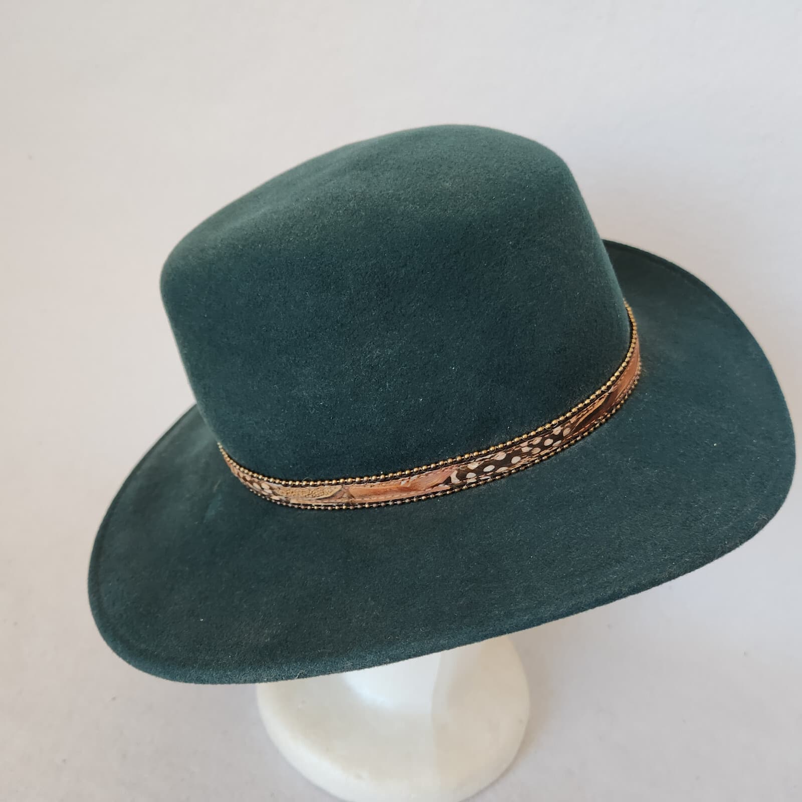 Vintage Bailey Men's Cowboy Western Fedora Hat Wide Brim Felt Wool Green Small - Thumbnail 4