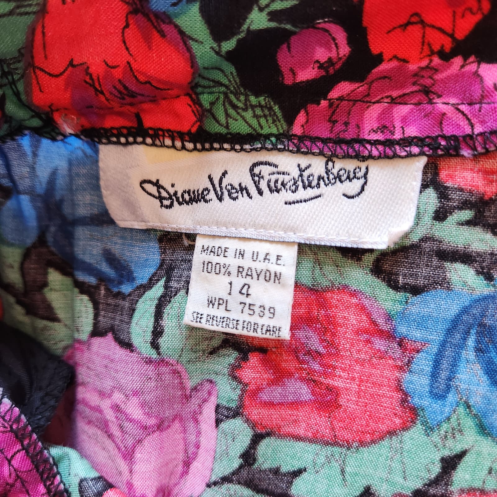 Vintage Diane Von Furstenberg Floral A-Line Midi Skirt Pocket Multicolor Sz.14 - Thumbnail 6
