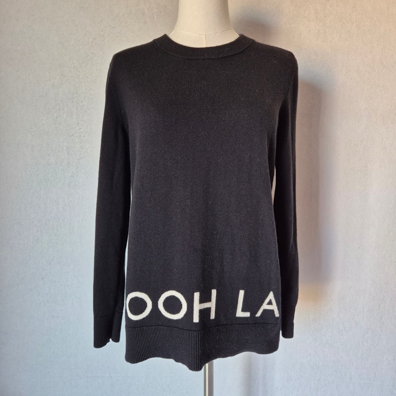 Kate Spade Broome Street Ooh La La Cotton Cashmere Crew Sweater Black Women's S - Thumbnail 3