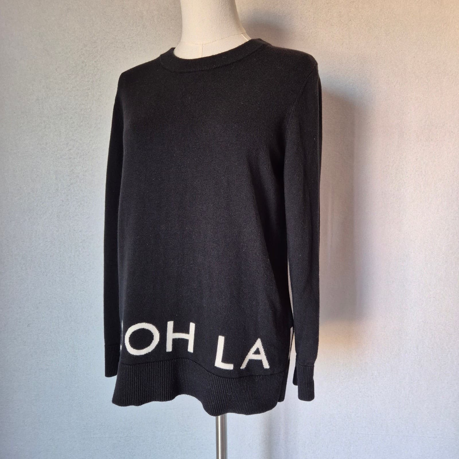 Kate Spade Broome Street Ooh La La Cotton Cashmere Crew Sweater Black Women's S - Thumbnail 4