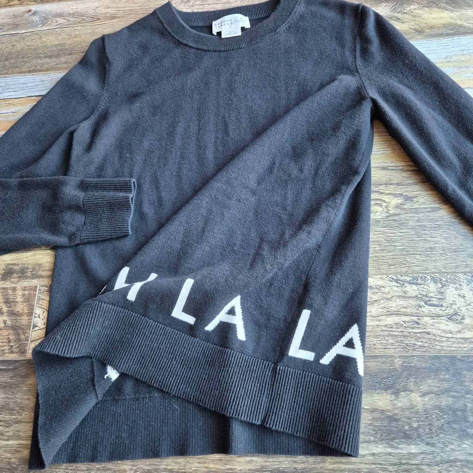 Kate Spade Broome Street Ooh La La Cotton Cashmere Crew Sweater Black Women's S - Thumbnail 6