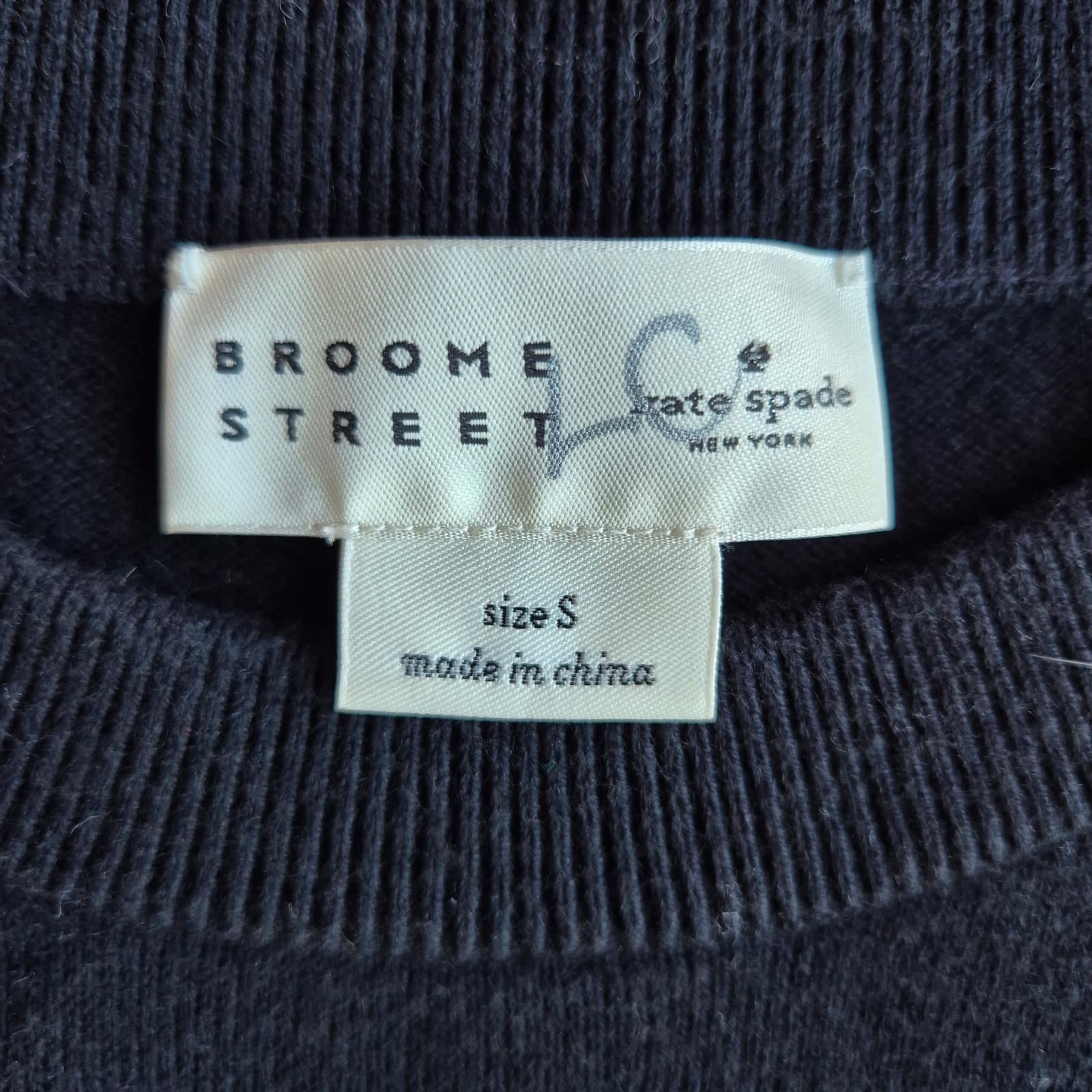 Kate Spade Broome Street Ooh La La Cotton Cashmere Crew Sweater Black Women's S - Thumbnail 7