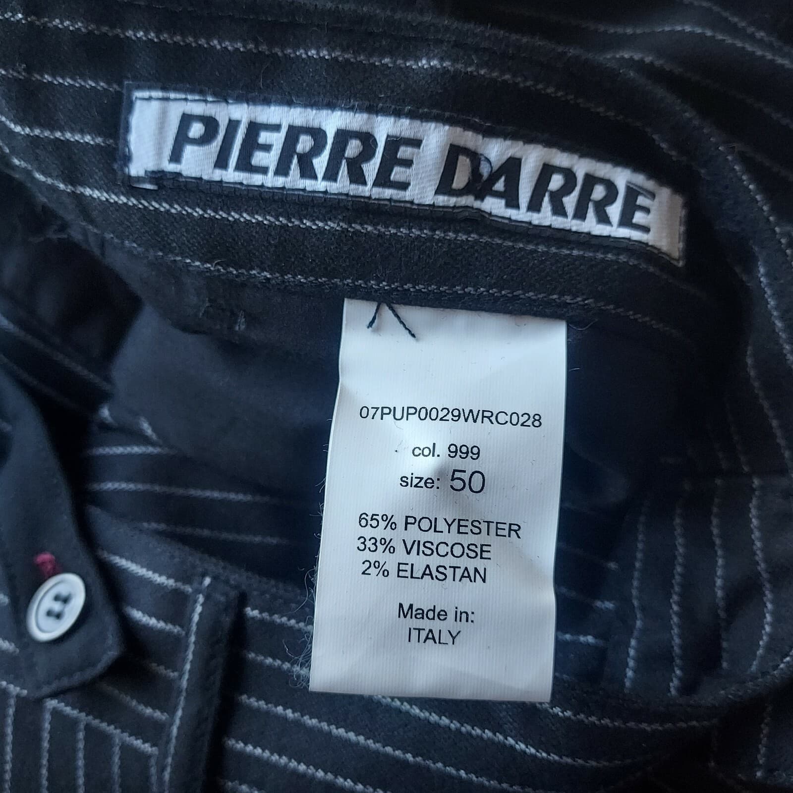 NWoT PIERRE DARRE Suspender Pants Pin Stripe Black Men Sz.50 Made in Italy - Thumbnail 6