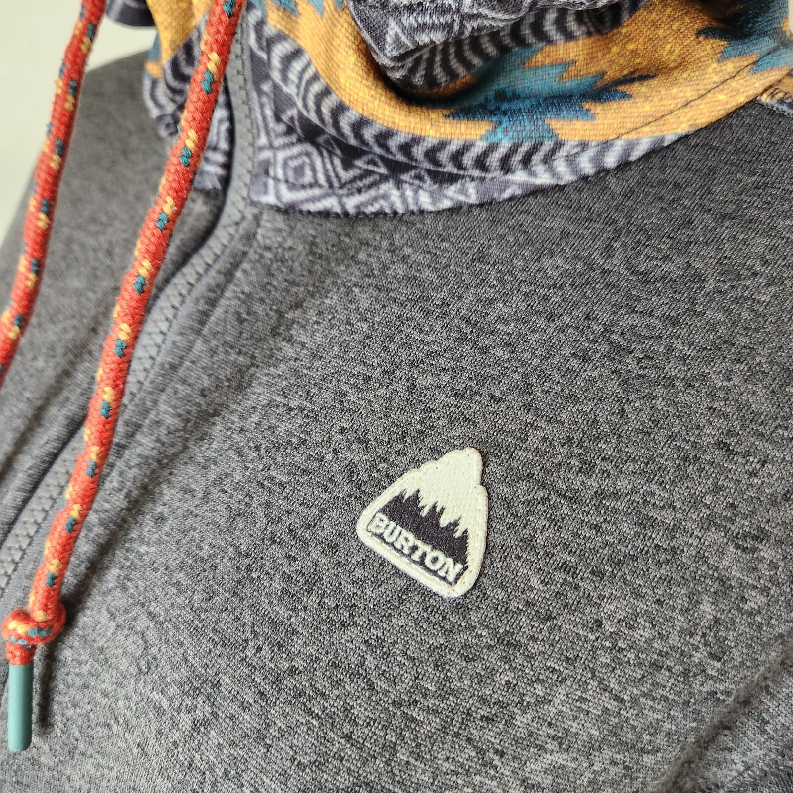 Burton Oak Aztec Southwest Hoodie Sweatshirt Full-Zip Fleece Lined Grey Womens S - Thumbnail 4