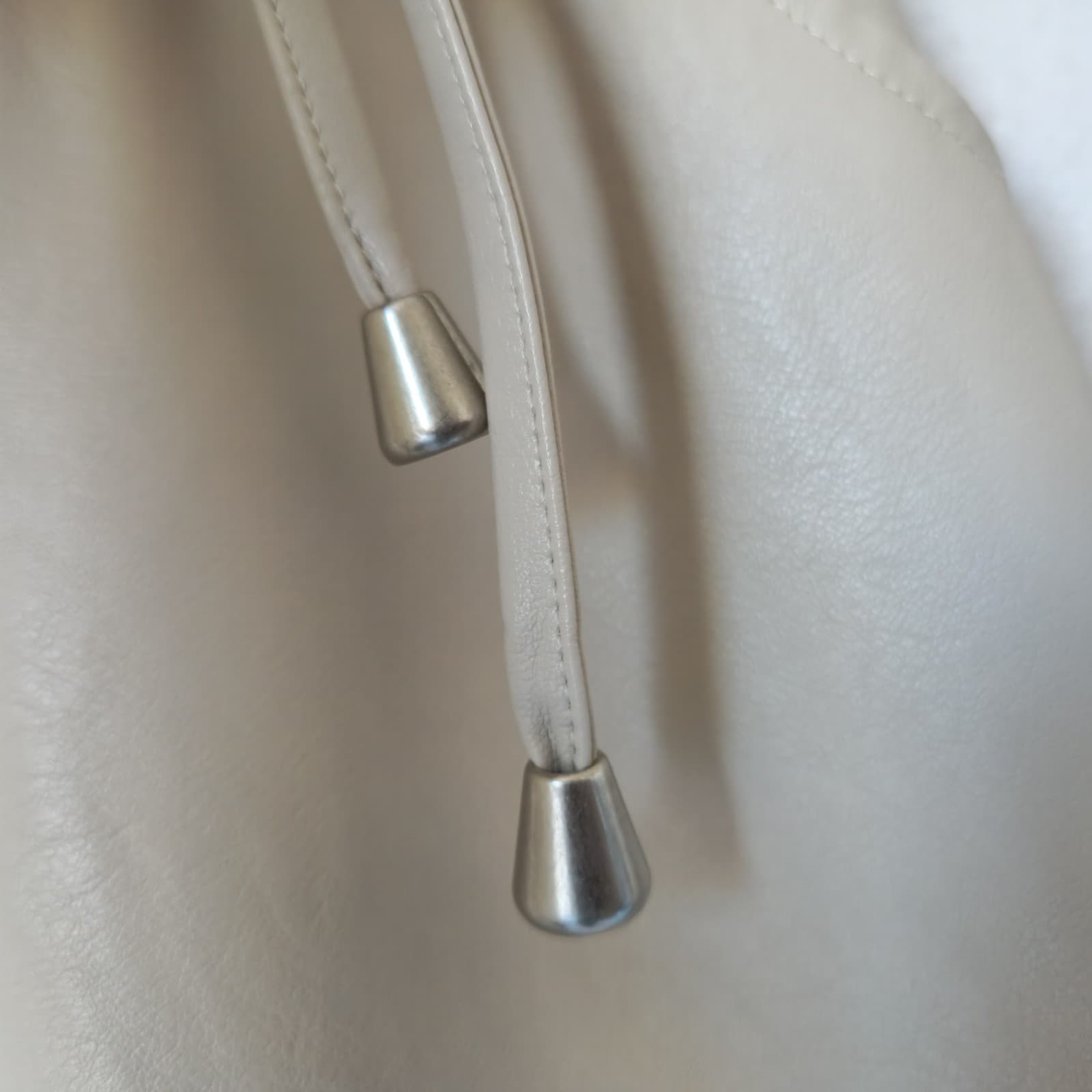 LANE 201 Faux Leather High Waist Pant Drawstring Elastic Waist Pocket Beige Sz.S - Thumbnail 3