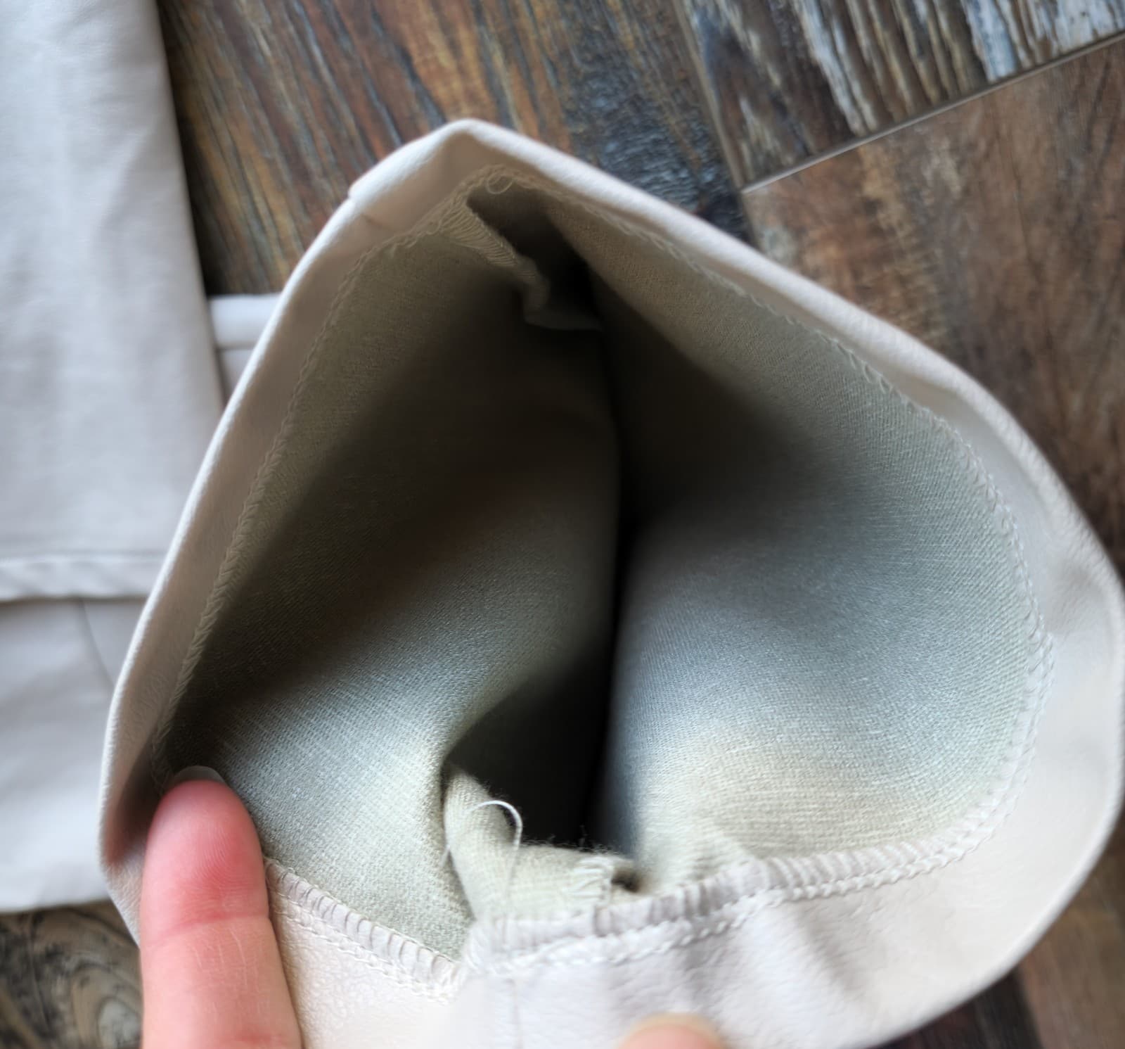LANE 201 Faux Leather High Waist Pant Drawstring Elastic Waist Pocket Beige Sz.S - Thumbnail 4