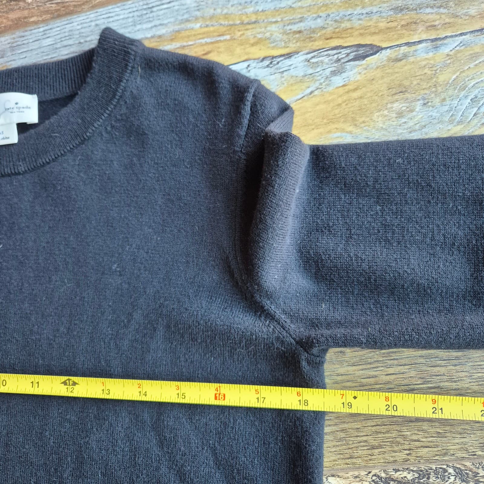 Kate Spade Broome Street Ooh La La Cotton Cashmere Crew Sweater Black Women's S - Thumbnail 10
