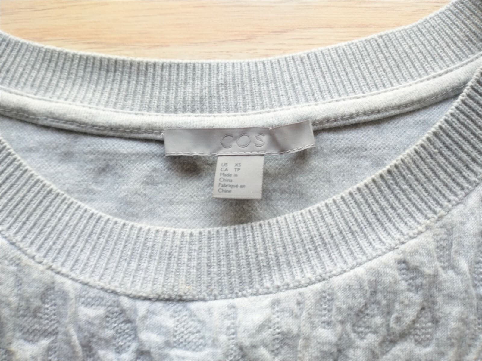 COS Cotton Blend Knit Shift Dress Pullover Short Sleeve Crew Neck Gray Sz.XS - Thumbnail 9