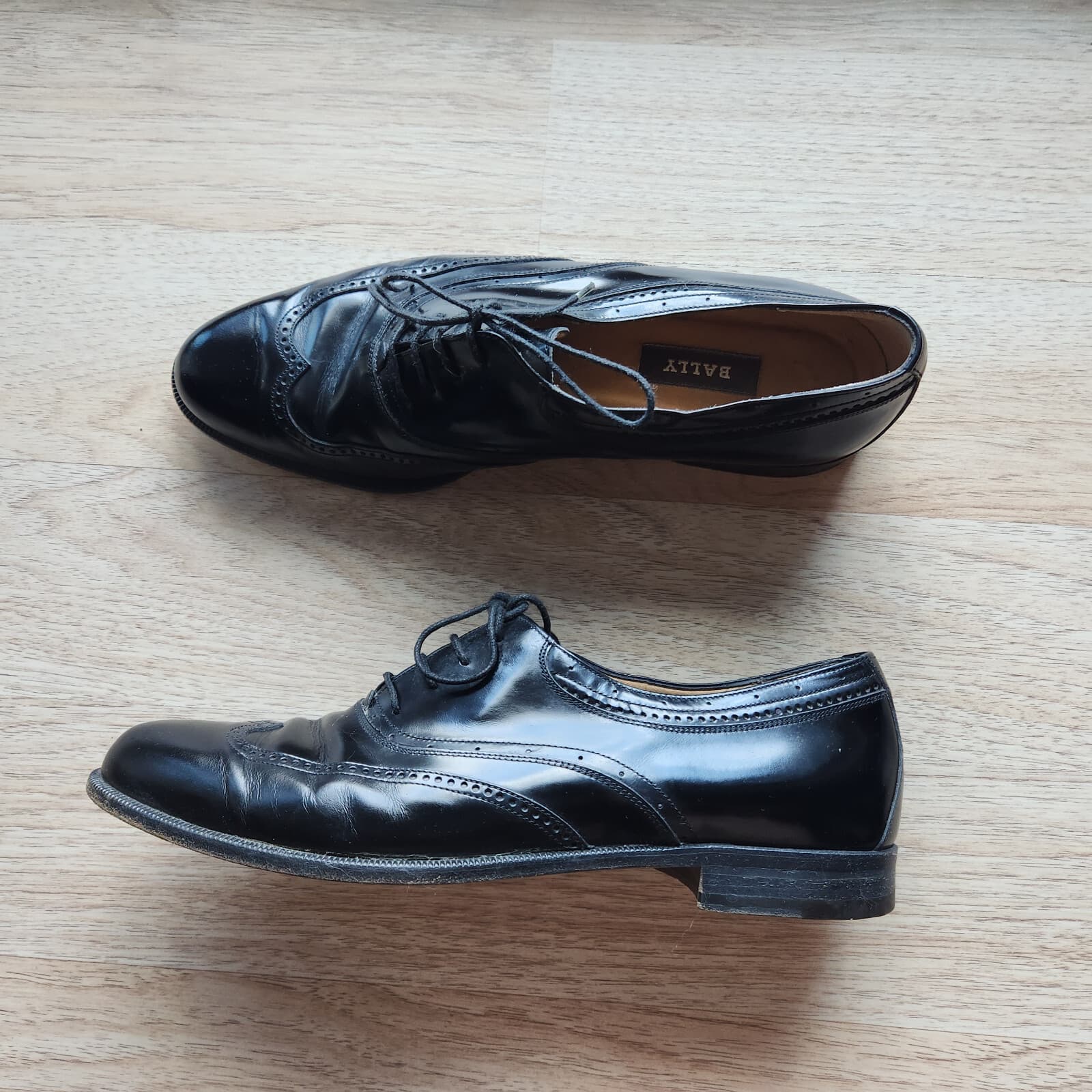 BALLY DUDMO Black Patent Leather Oxford Dress Shoes Men's US10B Made in Italy - Thumbnail 2