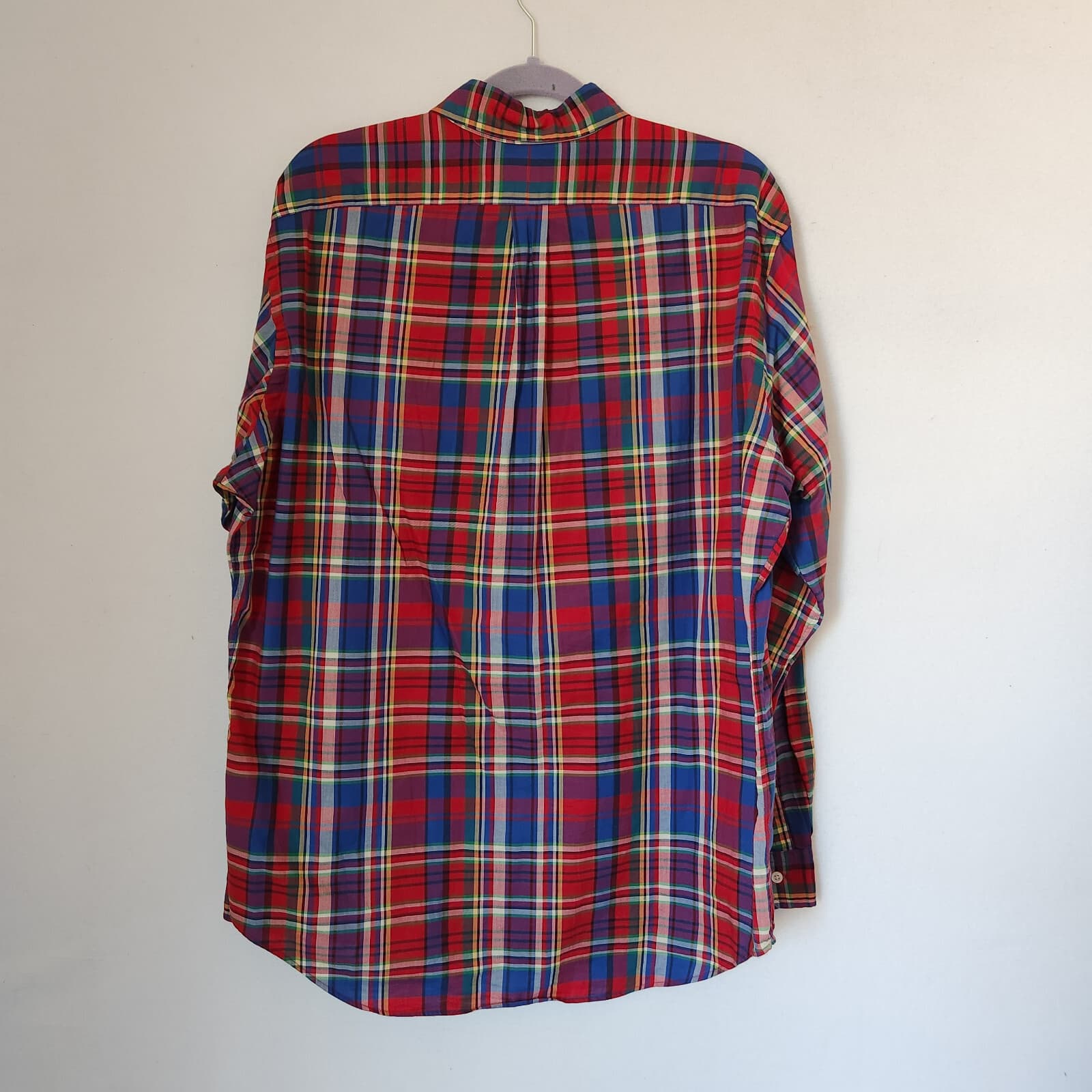 Vintage Ralph Lauren Plaid Classic Fit Button-Down Shirt Long Sleeve Red Men's L - Thumbnail 5