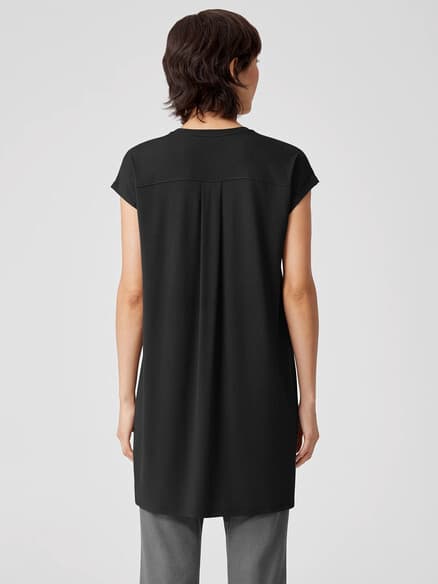 EILEEN FISHER Tunic T-Shirt Dress Boxy Viscose Jersey Cap-Sleeve Black Women's S - Thumbnail 7