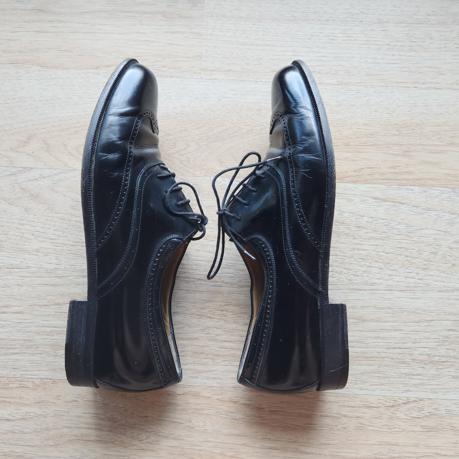 BALLY DUDMO Black Patent Leather Oxford Dress Shoes Men's US10B Made in Italy - Thumbnail 4