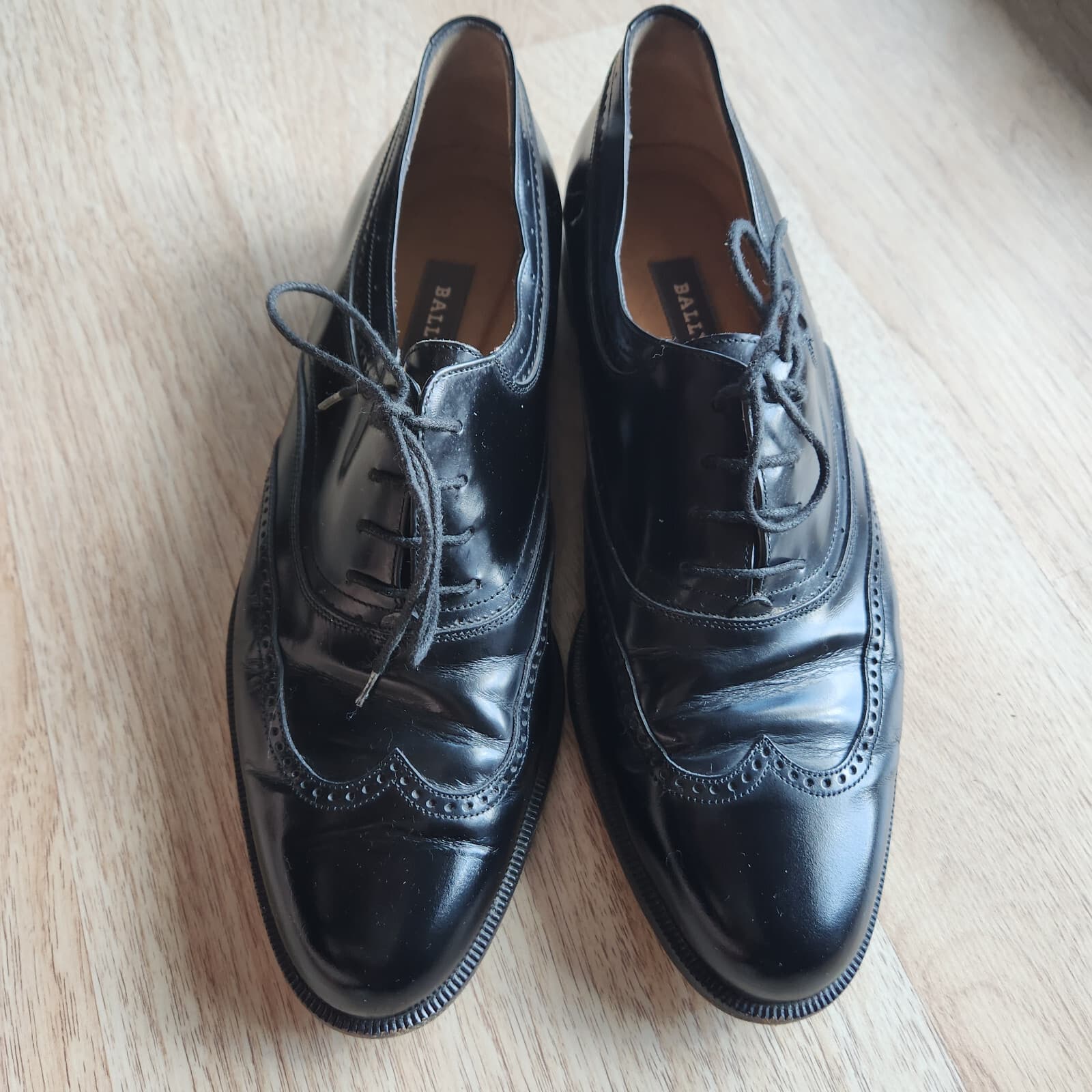 BALLY DUDMO Black Patent Leather Oxford Dress Shoes Men's US10B Made in Italy - Thumbnail 9