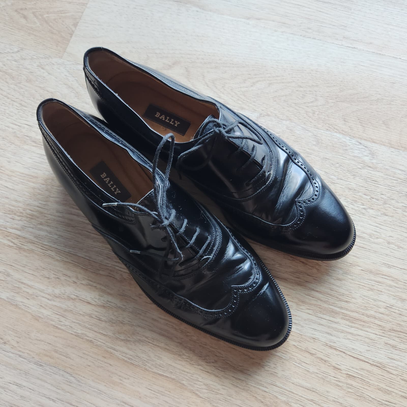 BALLY DUDMO Black Patent Leather Oxford Dress Shoes Men's US10B Made in Italy - Thumbnail 3