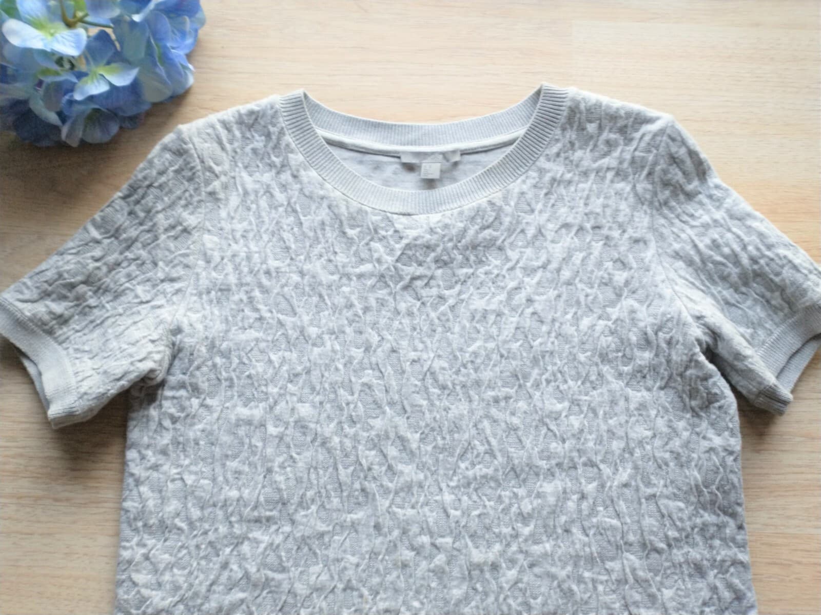 COS Cotton Blend Knit Shift Dress Pullover Short Sleeve Crew Neck Gray Sz.XS - Thumbnail 4