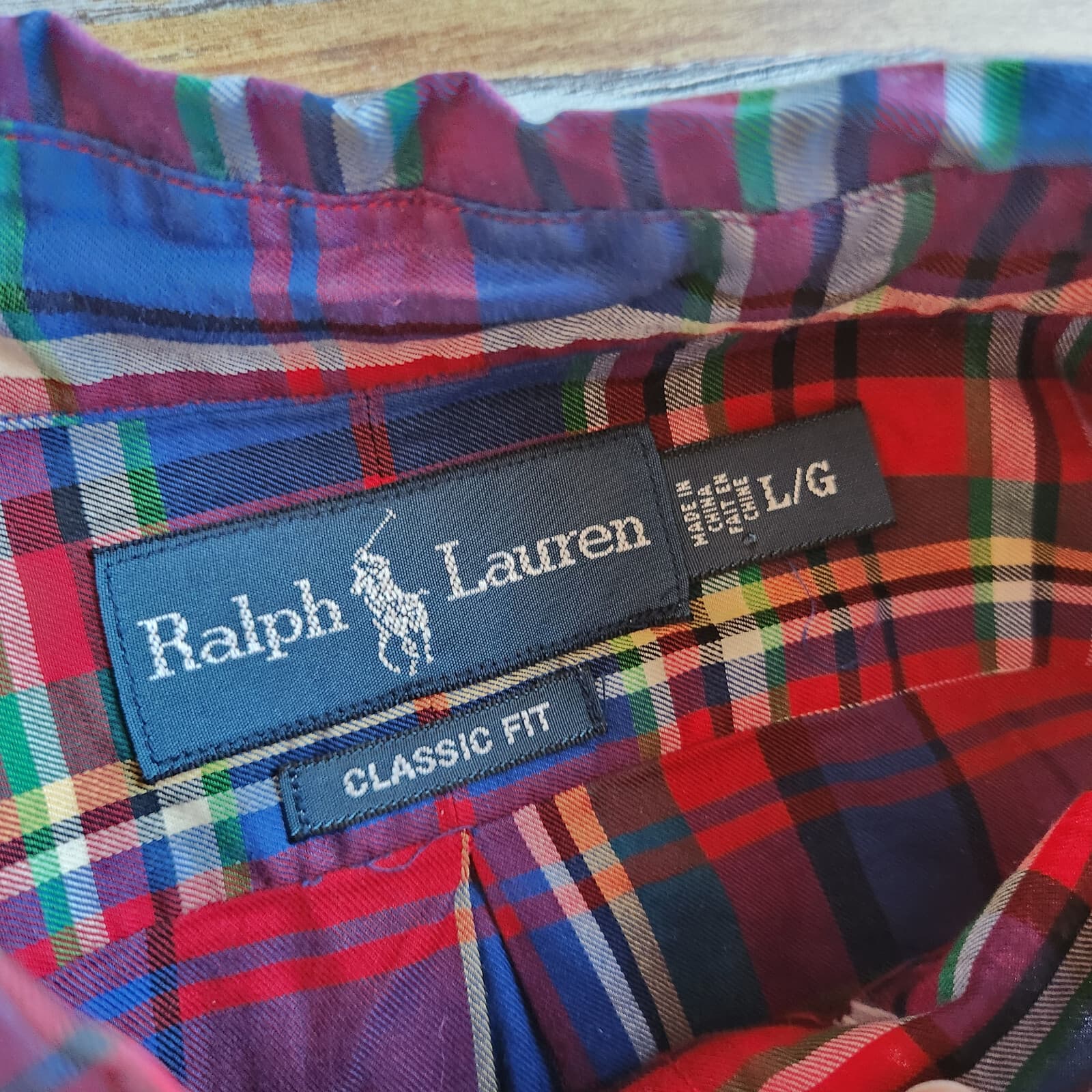 Vintage Ralph Lauren Plaid Classic Fit Button-Down Shirt Long Sleeve Red Men's L - Thumbnail 6