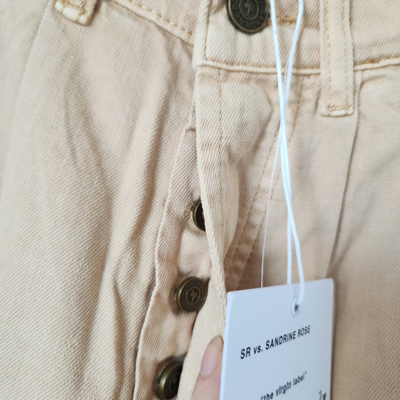 NWT Sandrine Rose The Fred Pleated Tapered Pants Buttonfly Beige Womens 25 R1016 - Thumbnail 4
