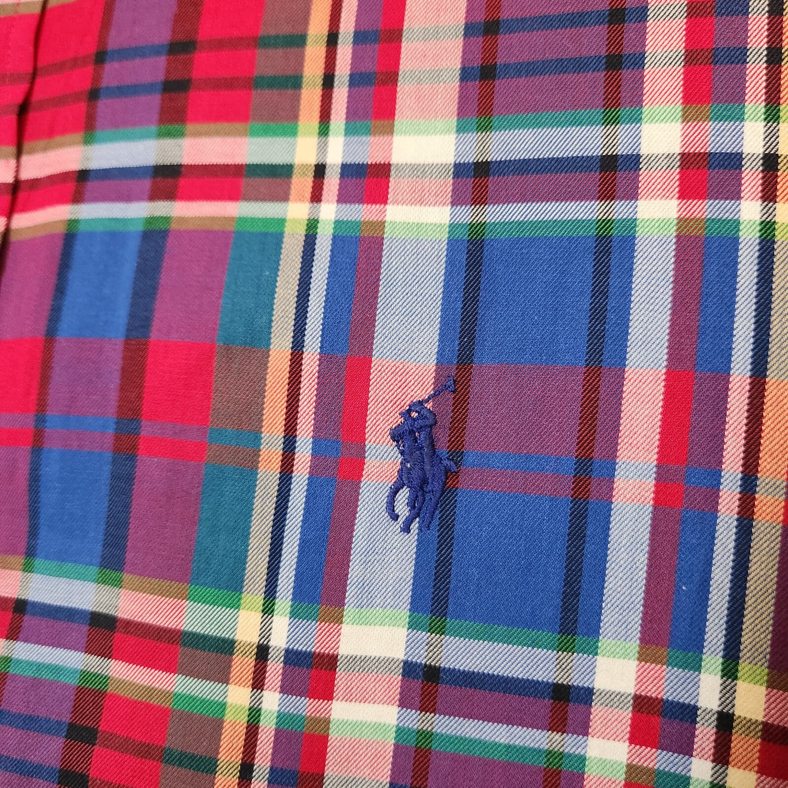 Vintage Ralph Lauren Plaid Classic Fit Button-Down Shirt Long Sleeve Red Men's L - Thumbnail 4