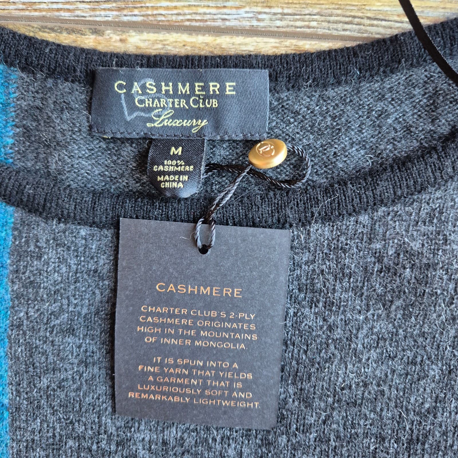 NWT Charter Club Luxury 100% Cashmere Colorblock Crew Neck Sweater Women's M - Thumbnail 8