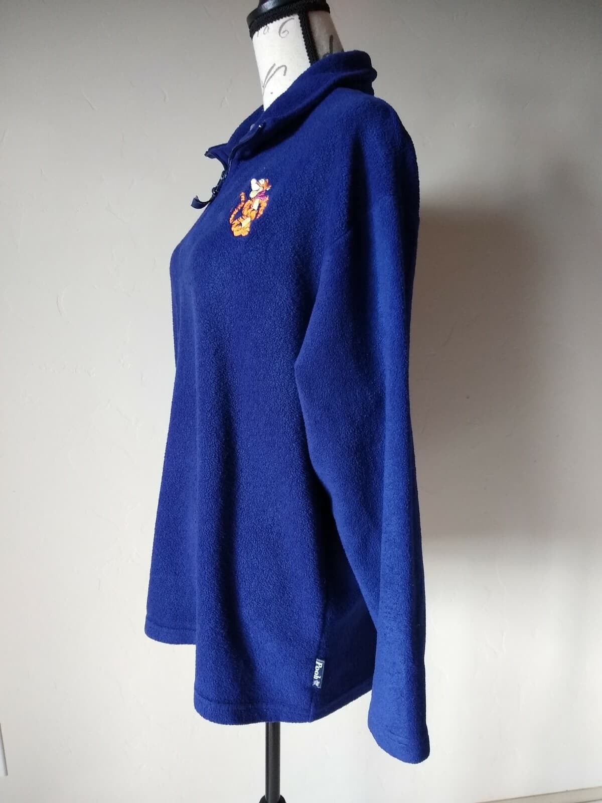 Pooh Disney Fleece Sweatshirt Sweater 1/4 Zip Embroidered Navy Blue Sz.L - Thumbnail 4