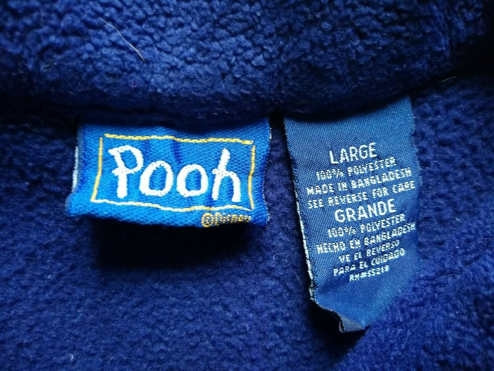 Pooh Disney Fleece Sweatshirt Sweater 1/4 Zip Embroidered Navy Blue Sz.L - Thumbnail 7