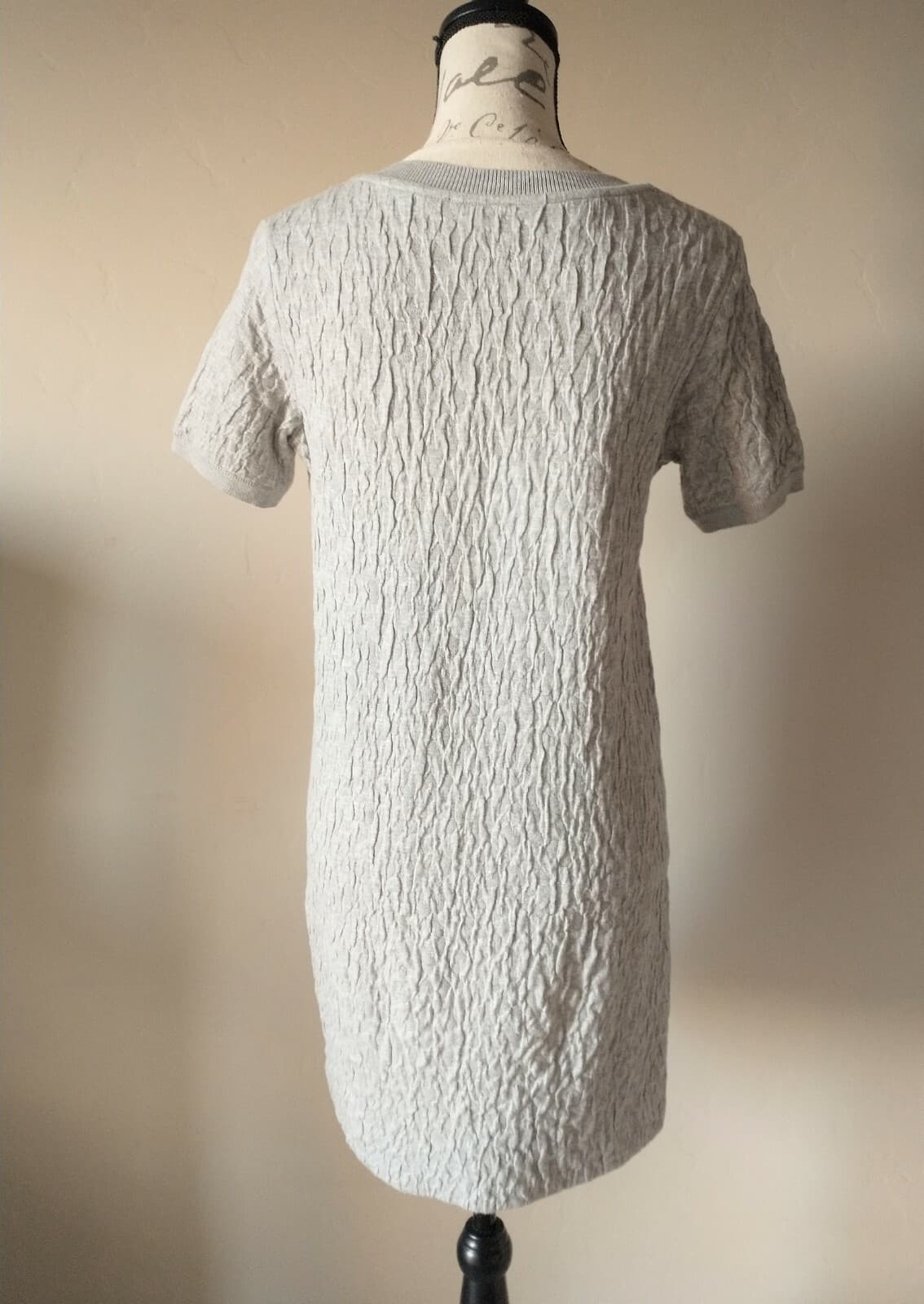 COS Cotton Blend Knit Shift Dress Pullover Short Sleeve Crew Neck Gray Sz.XS - Thumbnail 7