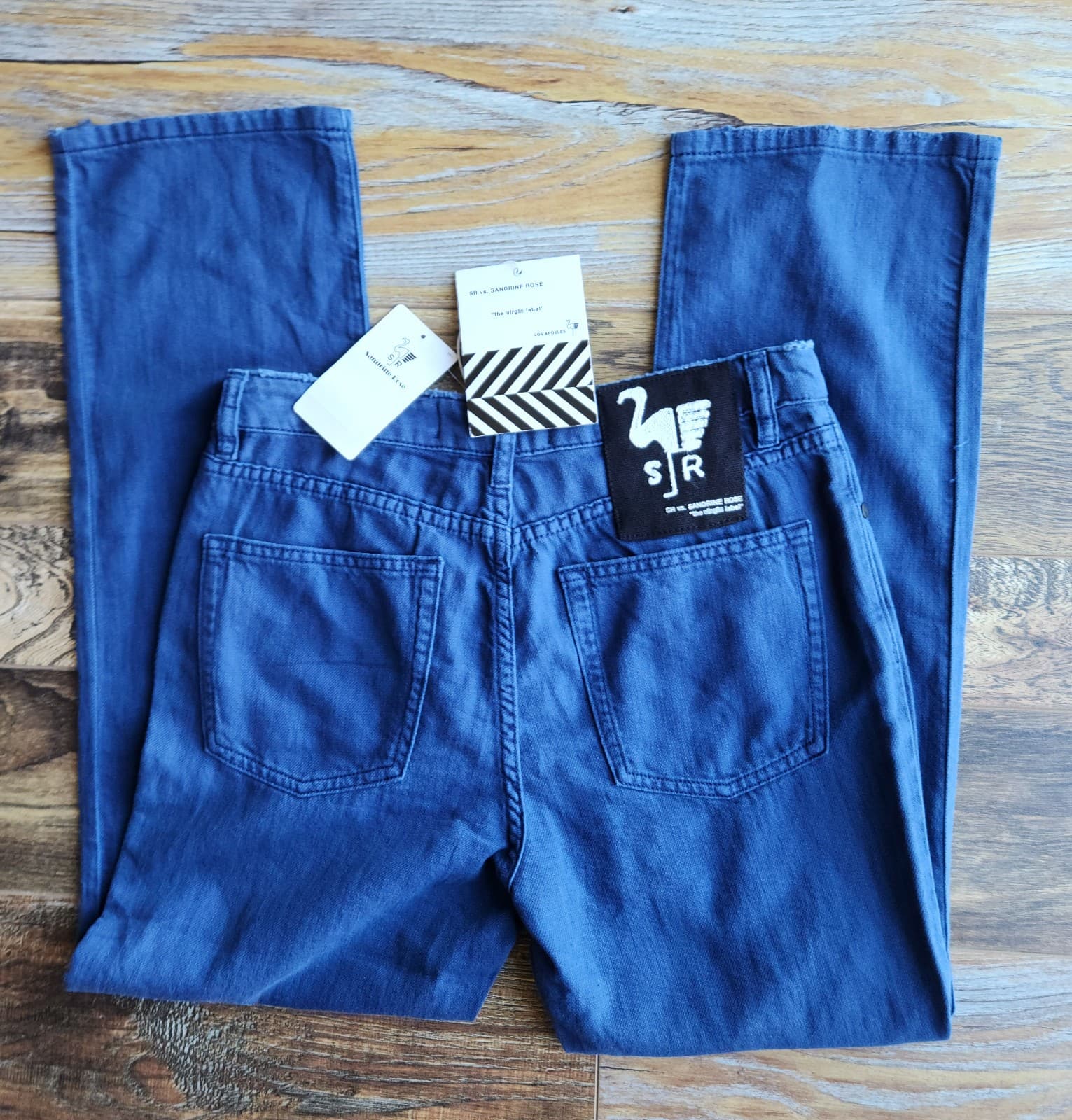 NWT Sandrine Rose Linen Blend Straight Pants Buttonfly College Blue Sz.28 R1013 - Thumbnail 6