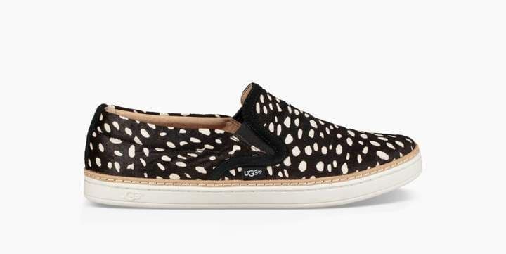 EUC UGG Australia Soleda Exotic Spotted Print Cow Hair Loafer Slip-On Black US6 - Thumbnail 2